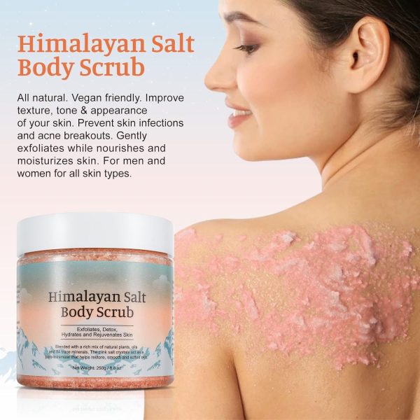 ⁦Himalayan Salt Body Scrub, Natural Body Scrub, Exfoliating & Deep Cleaning Body, Face, Hand Removes Dead Skin, 8.8 oz⁩ - الصورة ⁦4⁩