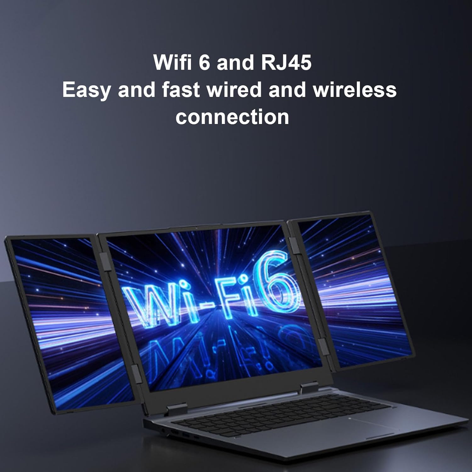 XUMIUZIY 16 Inch Triple Screen Laptop, Three Screen Foldable Portable Laptop, 16GB RAM 2TB SSD, WIFI6 RJ45 Facial Recognition (UK Plug) 4 XUMIUZIY 16 Inch Triple Screen Laptop, Three Screen Foldable Portable Laptop, 16GB RAM 2TB SSD, WIFI6 RJ45 Facial Recognition (UK Plug) - الصورة 4