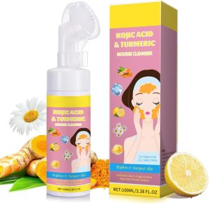 Maxmana Secret 100ml Kojic Acid and Turmeric Cleansing Foaming, Clear Face Mousse Facial Cleanser, Helps Balance Skin Oil And Water，Remove Excess Keratin-Deep Clean Pores (1pcs Pink)