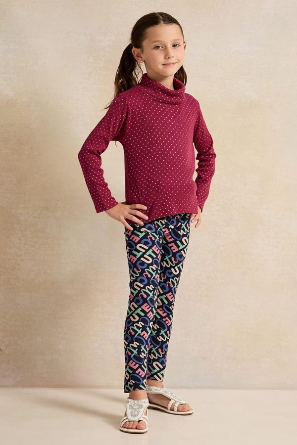 ⁦REDTAG Girls Navy Printed Leggings⁩ - الصورة ⁦3⁩