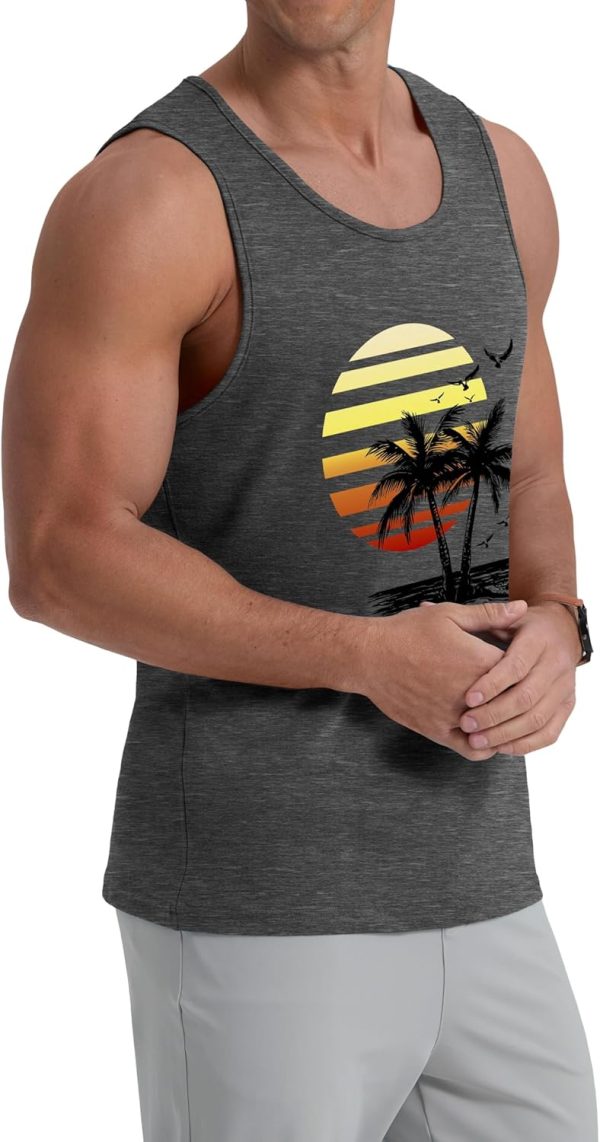 ⁦ONLYSTORY Mens Graphic Tank Tops Crewneck Gym Muscle Beach Hawaii Sleeveless Shirts⁩ - الصورة ⁦4⁩