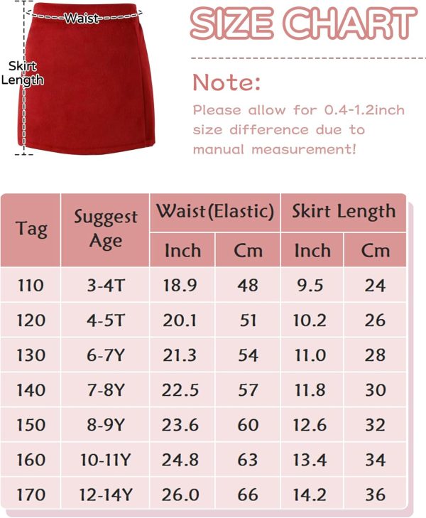⁦SEAUR Kids Girls Short Skirt Tweed Mini Skirt Elasticated Waist Plaid School Skorts A-line Elegant Skirt with Lining Shorts for Fall Winter 110-170⁩ - الصورة ⁦6⁩