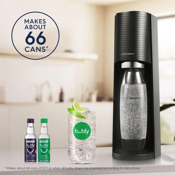 ⁦SodaStream - Terra Sparkling Water Maker | VALUE BUNDLE | CQC CO2 system | Includes 2x CO2 Cylinders, 3x 32 Fl Oz Dishwasher Safe Bottles, 2x Bubly Flavor Drops | Combine with Pepsi Flavors | Black⁩ - الصورة ⁦5⁩