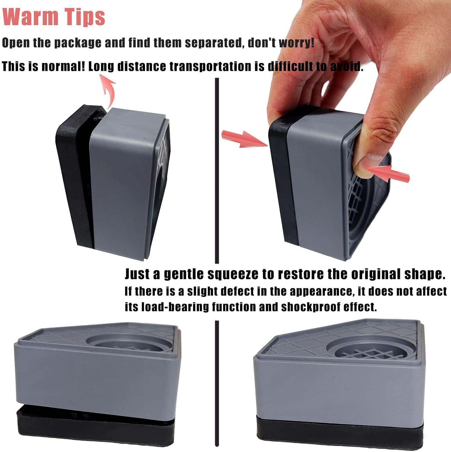 Aputue Washing Machine Anti Vibration Pads, 4 Pack Non Slip Anti-Walking Anti Vibration Pads with Drainage Hole for Toilet Washing Machine, Noise Reduction Washing Machine Anti Vibration Mat,Protects 6 Aputue Washing Machine Anti Vibration Pads, 4 Pack Non Slip Anti-Walking Anti Vibration Pads with Drainage Hole for Toilet Washing Machine, Noise Reduction Washing Machine Anti Vibration Mat,Protects - الصورة 6