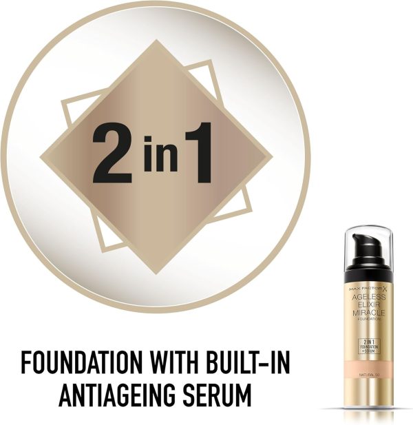 ⁦Max Factor Ageless Elixir Foundation 2n1, Natural 50⁩ - الصورة ⁦3⁩