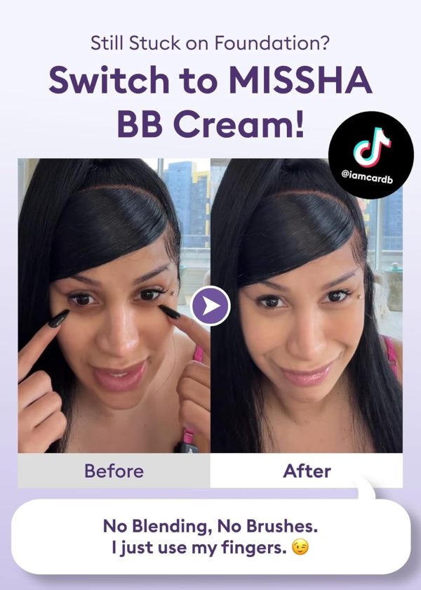 ⁦MISSHA M PERFECT COVER SERUM BB CREAM No.13 Light Fair- Fair with Cool Undertone, BB Cream by Cardi B Pick, Skin Tint, Tinted Moisturizer, Skin Care Foundation Makeup, Korean Makeup,1.18 Fl oz⁩ - الصورة ⁦3⁩