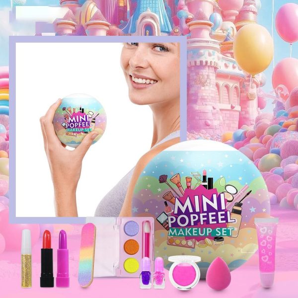 ⁦Kids Safe Washable Make up Set for Girls, Includes Lipstick, Eyeshadow, Blush, Nail Polish, Glitter and More, Perfect for Party, Dress Up, Pretend Play, Birthday Gift⁩ - الصورة ⁦2⁩