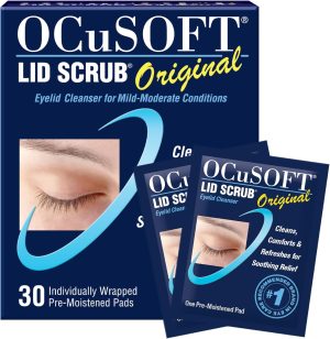 OCuSOFT Lid Scrub Original Eyelid Cleanser - Pre-Moistened Eyelid Wipes for Mild to Moderate Conditions - Eyelid Cleanser to Clean, Comfort & Soothe Irritated Eyelids - 30 Count