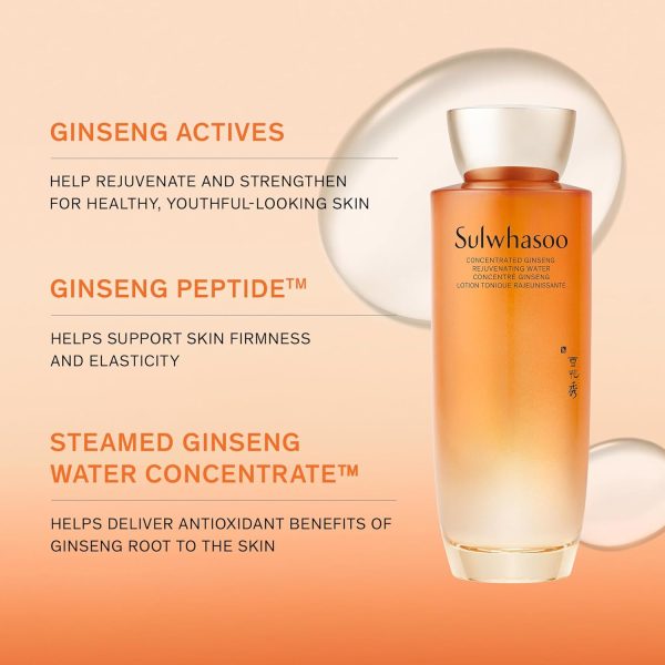 ⁦Sulwhasoo Concentrated Ginseng Renewing Water - Hydrating Korean Face Toner, Anti-Aging Skincare, Visibly Improves Wrinkles and Firmness, Niacinamide, Hyaluronic Acid & Glycerin - 5.07 fl. oz.⁩ - الصورة ⁦3⁩