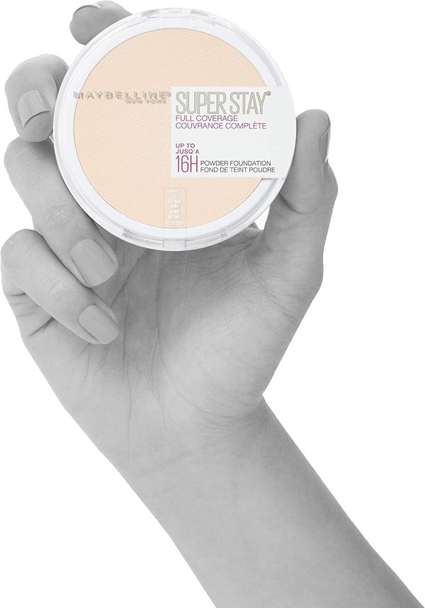 ⁦Maybelline Super Stay Full Coverage Powder Foundation Makeup, Up to 16 Hour Wear, Soft, Creamy Matte Foundation, Natural Ivory, 1 Count⁩ - الصورة ⁦6⁩