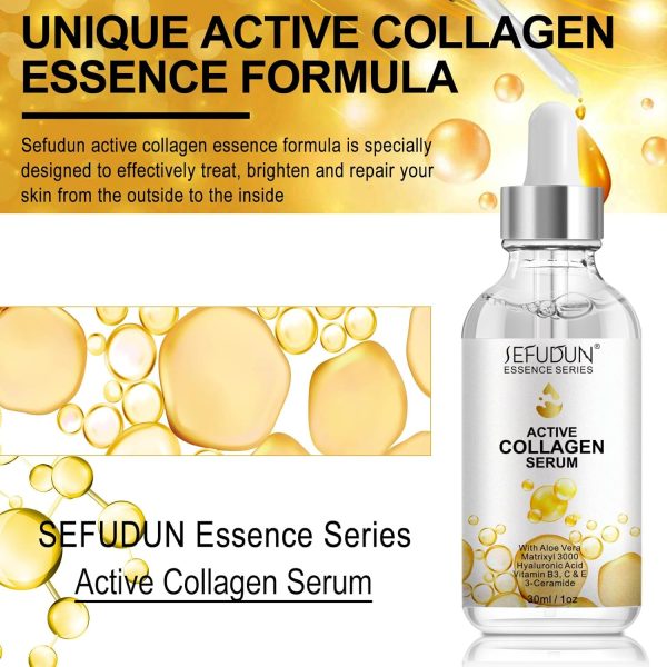 ⁦2PCS Active Collagen Serum - Natural & Organic Anti-Aging Collagen Serum for Face Improves Elasticity, Evens Skin Tone, Lifts, Firms & Smooths Skin - Collagen Facial Serum for All Skin⁩ - الصورة ⁦5⁩