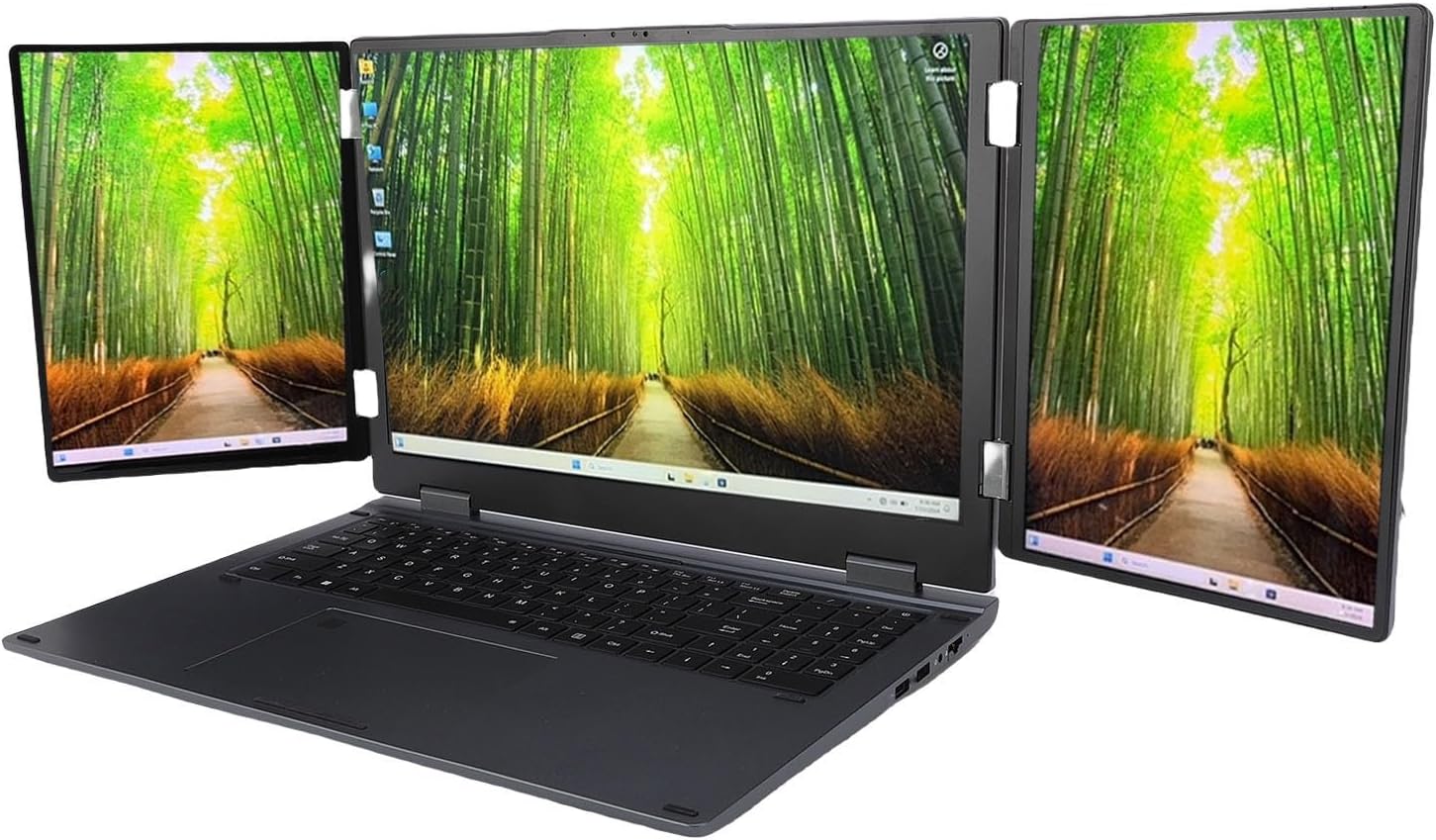 XUMIUZIY 16 Inch Triple Screen Laptop, Three Screen Foldable Portable Laptop, 16GB RAM 2TB SSD, WIFI6 RJ45 Facial Recognition (UK Plug) 1 XUMIUZIY 16 Inch Triple Screen Laptop, Three Screen Foldable Portable Laptop, 16GB RAM 2TB SSD, WIFI6 RJ45 Facial Recognition (UK Plug)
