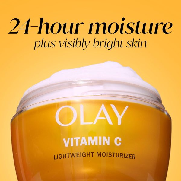 ⁦Olay Vitamin C Face Moisturizer, Brightening Cream for Women, Trial Size, Evens Tone, Dark Spot & Hyperpigmentation Reduction, Glowing Skin Care - Niaciniamide, Lactic Acid, 0.5 Oz⁩ - الصورة ⁦8⁩