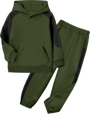 BAVADER Boys Clothes Hoodie Kids Boys' Clothing Sets Stripe Color Block Sweatsuit 2pcs Long Sleeve Outfits with Pocket 6-12y