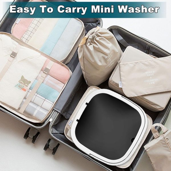 ⁦ALMEKAQUZ Portable Washing Machine, 11.5 Liter Mini Washer for Small Clothes, Underwear, Baby Clothes, Socks, Foldable Portable Washer for Apartments, Homes, Hotels, Camping, Rvs (Gray)⁩ - الصورة ⁦7⁩