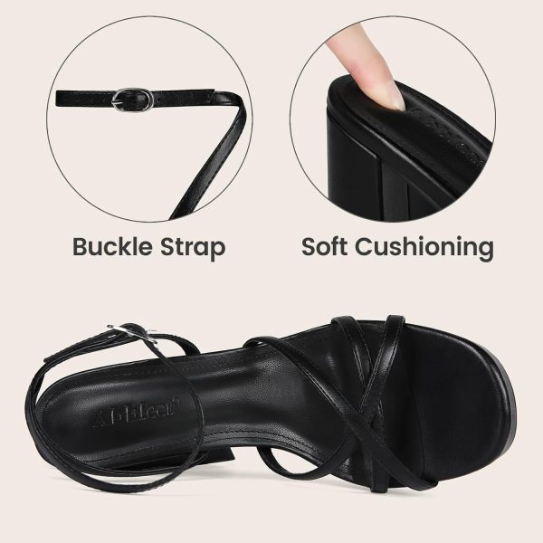 ⁦Abbleet Platform Heels for Women Strappy Block Chunky High Heels Open Toe Ankle Strap Sandals Fashion Lace Up Wedding Party Evening Prom Dance Dress Shoes⁩ - الصورة ⁦3⁩