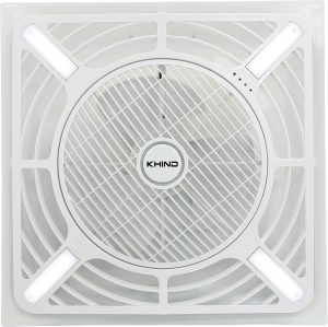 KHIND 14 Inch Air circulating Celling Fan, 60x60cm Size, 4x8W LED Light, Copper Motor, ABS Body, KAF-14-LED – White