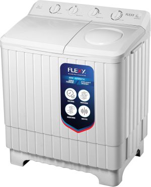 FLEXY® 10KG Semi Automatic Washing Machine with 2 Wash Programs, German Technology, Turbo Clean, Energy & Water Saving, Noise-Free, 6KG Spin, 2-Year Warranty