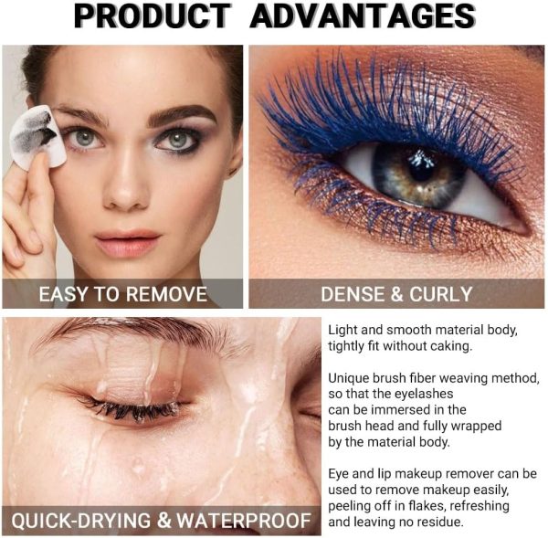 ⁦3Pcs Colored Cat Eye Mascara Set,Dark Green Purple Dark Blue Mascara for Eyelashes,False Lash Effect for Women Eyelashes Sensitive Eye Makeup,No Clumping 24H Waterproof Colorful Mascara Gift Set-Vegan⁩ - الصورة ⁦4⁩