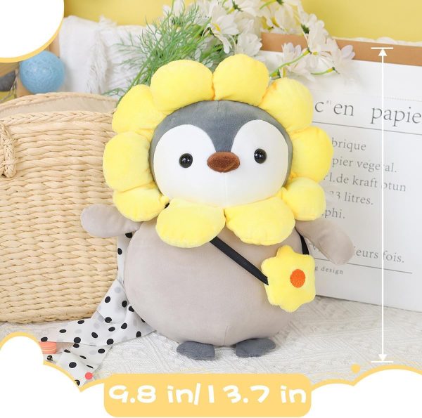 ⁦Azonee Penguin Stuffed Animals Plush, 9.8 inch Cute Stuffed Animal Penguin with Sunflower Outfit, Gifts for Kids for Animal Themed Parties Teacher Student Award, Animal Toys⁩ - الصورة ⁦6⁩