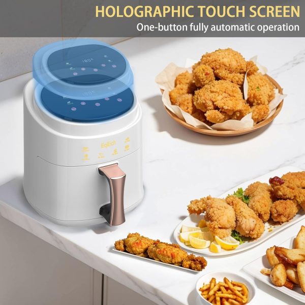 ⁦EqiEch Air Fryer Oven With Touch Control System - Intelligent Hot Air Circulation for Oil-Free Healthy Frying, Grilling, Roasting, Baking - 6L (White)⁩ - الصورة ⁦6⁩