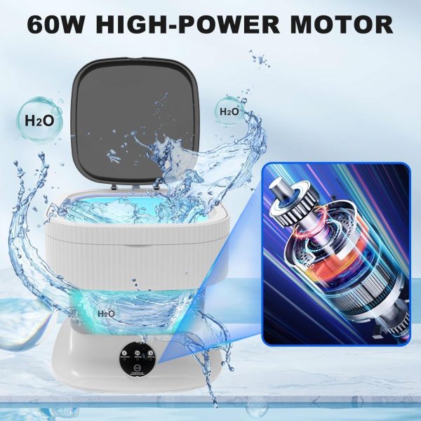 ⁦ALMEKAQUZ Portable Washing Machine, 11.5 Liter Mini Washer for Small Clothes, Underwear, Baby Clothes, Socks, Foldable Portable Washer for Apartments, Homes, Hotels, Camping, Rvs (Gray)⁩ - الصورة ⁦6⁩