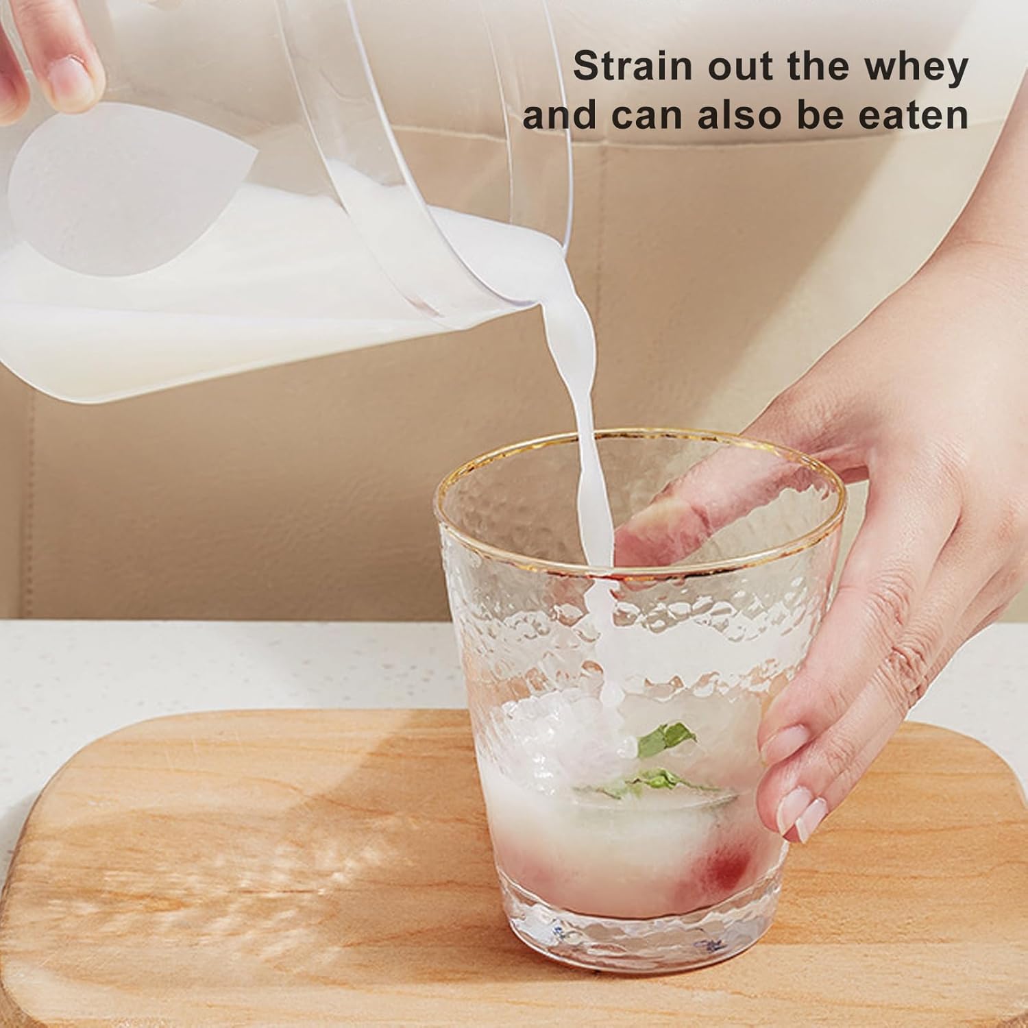 Luocute Yogurt Cheese Maker, Clear Container, Spring Loaded Pressure Plate, Stainless Steel, PP Material, Large Quantities, Reusable Thick Greek Yogurt Whey Separator for Home Kitchen 4 Luocute Yogurt Cheese Maker, Clear Container, Spring Loaded Pressure Plate, Stainless Steel, PP Material, Large Quantities, Reusable Thick Greek Yogurt Whey Separator for Home Kitchen - الصورة 4