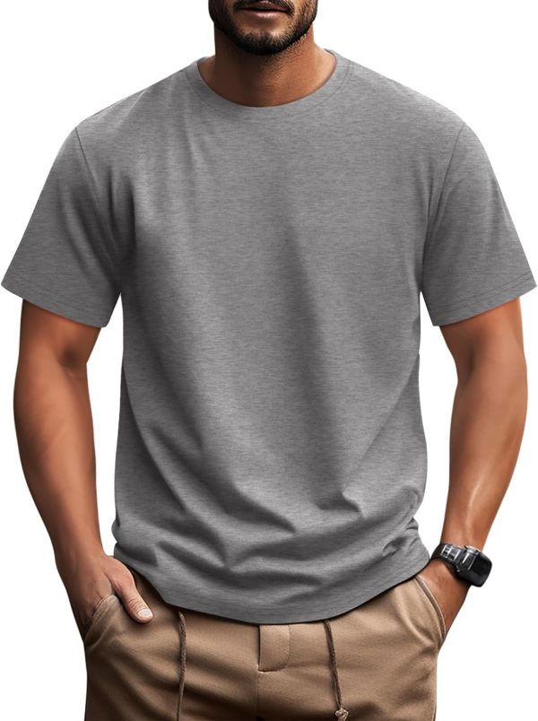 Ficerd Men's Big and Tall Shirt Short Sleeve Summer Cotton Tee Crew Neck Oversize Top Casual Loose Fit Knitted T Shirt M-7XL