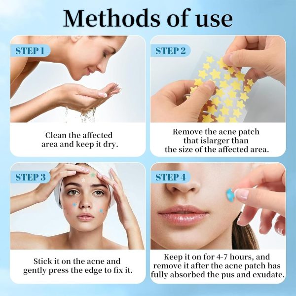 ⁦200Pcs Acne Pimple Patches, Hydrocolloid Acne Patch,Pimple Patches for Face, Colorful Star Pimple Spot Sticker with Hyaluronic Acid, for Covering Zits and Blemishes⁩ - الصورة ⁦6⁩