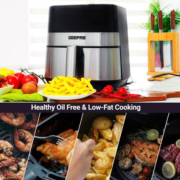 ⁦Geepas Air Fryer 1700W -Hot Air Fryers, 5 Litres Electric Air Cooker With Digital Touch Screen & Preheat, 60 Minute Timer, Led Display, Auto Shut Off⁩ - الصورة ⁦9⁩