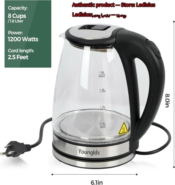 Electric Transparent Glass Kettle Stainless Steel Tea