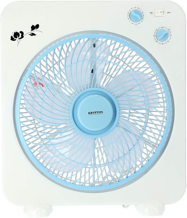 ⁦Krypton 12'' Box Fan - Powerful Personal Desk Box Fan | Copper Motor | Table Fan for Office | Home (3 Speed) Fan Guard With 60 Minutes Timer⁩ - الصورة ⁦2⁩