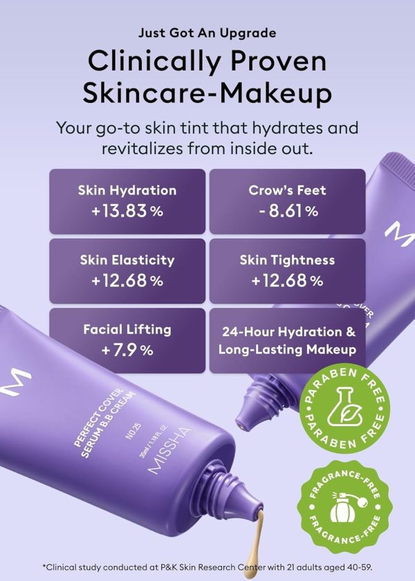 ⁦MISSHA M PERFECT COVER SERUM BB CREAM No.13 Light Fair- Fair with Cool Undertone, BB Cream by Cardi B Pick, Skin Tint, Tinted Moisturizer, Skin Care Foundation Makeup, Korean Makeup,1.18 Fl oz⁩ - الصورة ⁦5⁩