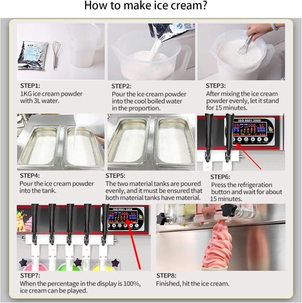 ⁦Commercial 3 Flavors Soft ice Cream Machine,Soft serve ice Cream Making Machine,ice Cream maker⁩ - الصورة ⁦7⁩