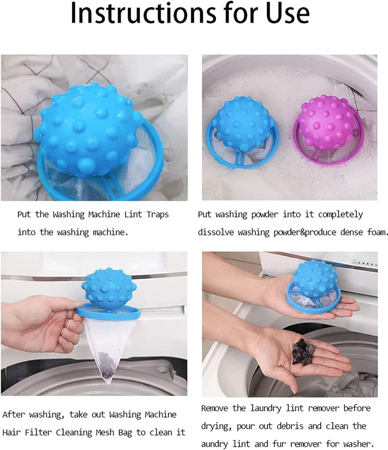 DELFINO Reusable Washing Machine Floating Lint Mesh Bag, Floating Pet Hair Lint Mesh Remover, Washing Machine Lint Traps, Hair Filter Net Pouch Washer Hair Catcher for Household Tool 6Pcs 6 DELFINO Reusable Washing Machine Floating Lint Mesh Bag, Floating Pet Hair Lint Mesh Remover, Washing Machine Lint Traps, Hair Filter Net Pouch Washer Hair Catcher for Household Tool 6Pcs - الصورة 6