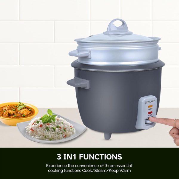 ⁦DOMEA 1L Electric Rice Cooker & Food Steamer, 2-in-1 Multi-Cooker with Removable Nonstick Pot, Extendable Steamer Tray, Cook Rice, Steam Vegetables, Soups, Stews, Porridge, 400W, Auto Keep-Warm⁩ - الصورة ⁦4⁩