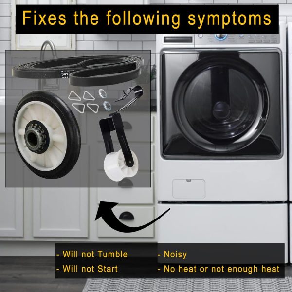 ⁦Seentech 4392065 Dryer Repair Kit with 349241T Drum Roller Kit, 691366 Idler Pulley 341241 Belt by - Exact fit for Whirlpool & Kenmore Dryers - Replaces AP3131942 AP3098345 AP6010582 WP691366⁩ - الصورة ⁦5⁩