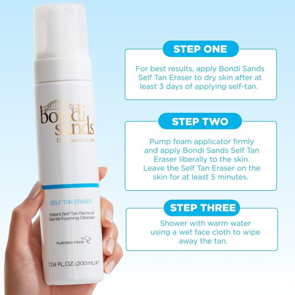 ⁦Bondi Sands Self Tan Eraser | Lightweight, Gentle Cleansing Foam Moisturises Skin and Quickly Removes Self Tan without Harmful Ingredients or Exfoliation, Vegan + Cruelty | 200 mL/7.04 Oz⁩ - الصورة ⁦6⁩