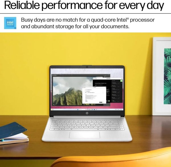 ⁦HP 2025 Student Business Laptop Computer - w/1 Year Office 365, 16GB RAM, 128GB UFS & 256GB SD Card, Ai Copilot Intel 4-Core Processor, HD Display, Windows 11 Pro(Silver)⁩ - الصورة ⁦2⁩