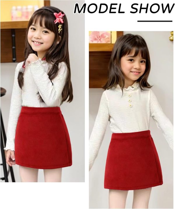 ⁦SEAUR Kids Girls Short Skirt Tweed Mini Skirt Elasticated Waist Plaid School Skorts A-line Elegant Skirt with Lining Shorts for Fall Winter 110-170⁩ - الصورة ⁦4⁩
