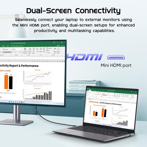 ⁦Laptop Computer 15.6" Window 11 Pro Laptops with 8GB RAM 256GB SSD,Ms Office 2024, 100% sRGB Screen, N4000 Processor, Notebook, Dual Band WiFi5, BT4.2, USB-A, HDMI,FHD 1920 * 1080 Display,Silver⁩ - الصورة ⁦8⁩