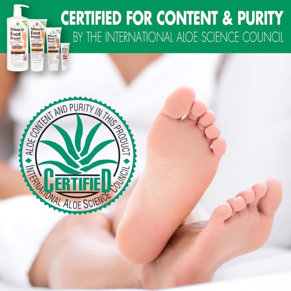 ⁦Miracle of Aloe Foot Repair Cream (8 oz / 2-Pack) Repairs Dry Cracked Heels and Feet, 60% Pure UltraAloe Moisturizes, Softens, and Repairs⁩ - الصورة ⁦3⁩