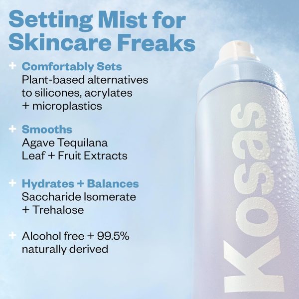 ⁦Kosas Cloud Set Airy Setting Spray,+ Smoothing Mist – Hydrating Makeup Spray, Alcohol Free, Oil Free, 12-Hour Hold, Minimizes Appearance of Pores,Lightweight Refreshing Face Mist for All Skin Types⁩ - الصورة ⁦3⁩