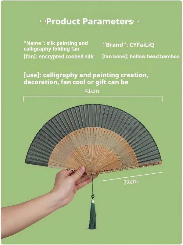⁦Elegant Bamboo Handheld Folding Fan, Unisex Chinese Style Retro Portable Fan, Ideal for Personal Cooling & Events, 21CM Size⁩ - الصورة ⁦2⁩