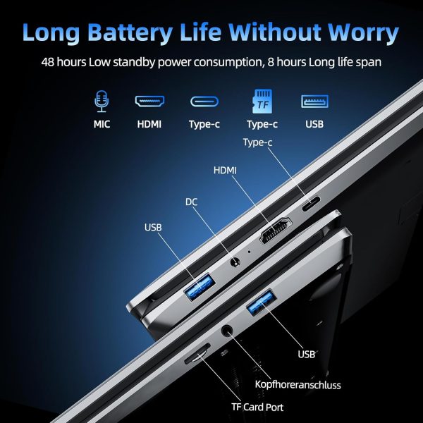 ⁦SGIN Windows 11 Laptops, 17.3 Inch Laptop Computer with Core i3 CPU, 4GB DDR4 128GB SSD, 60800mWh Battery, FHD IPS Display, Type-C, 5G WiFi, BT4.2, Webcam, USB3.2, HDMI, for Student and Business⁩ - الصورة ⁦7⁩