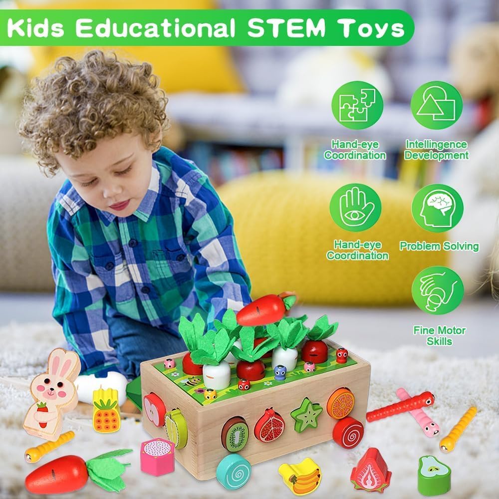 EDUTREE Toddlers Montessori Wooden Educational Toys for Baby Boys Girls Age 1 2 3 Year Old,Wooden Sorting Toys Preschool Educational Gift, Wood Preschool Learning Fine Motor Skills Game, Carrots Gifts 5 EDUTREE Toddlers Montessori Wooden Educational Toys for Baby Boys Girls Age 1 2 3 Year Old,Wooden Sorting Toys Preschool Educational Gift, Wood Preschool Learning Fine Motor Skills Game, Carrots Gifts - الصورة 5