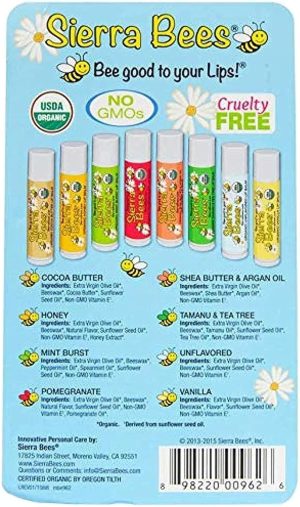 Sierra Bees, Organic Lip Balms, Variety Pack, 8 Pack