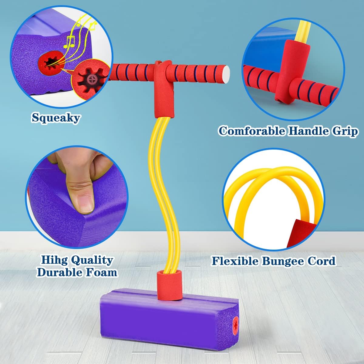 IBAMA Foam Pogo Jumper For Kids, Toddler Training Pogo Sticks With Squeaky Sounds, Bouncy Toy For Boys And Girls, 250 Pound Capacity Purple, FJump01 PP 4 IBAMA Foam Pogo Jumper For Kids, Toddler Training Pogo Sticks With Squeaky Sounds, Bouncy Toy For Boys And Girls, 250 Pound Capacity Purple, FJump01 PP - الصورة 4