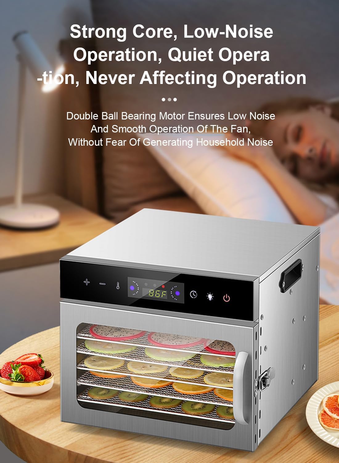 ETLIFE 8 Layer Home Professional Fruit Food Dryer, Stainless Steel Food Fruit Vegetable Pet Meat Air Dryer, Electric Dehydrator 6 ETLIFE 8 Layer Home Professional Fruit Food Dryer, Stainless Steel Food Fruit Vegetable Pet Meat Air Dryer, Electric Dehydrator - الصورة 6