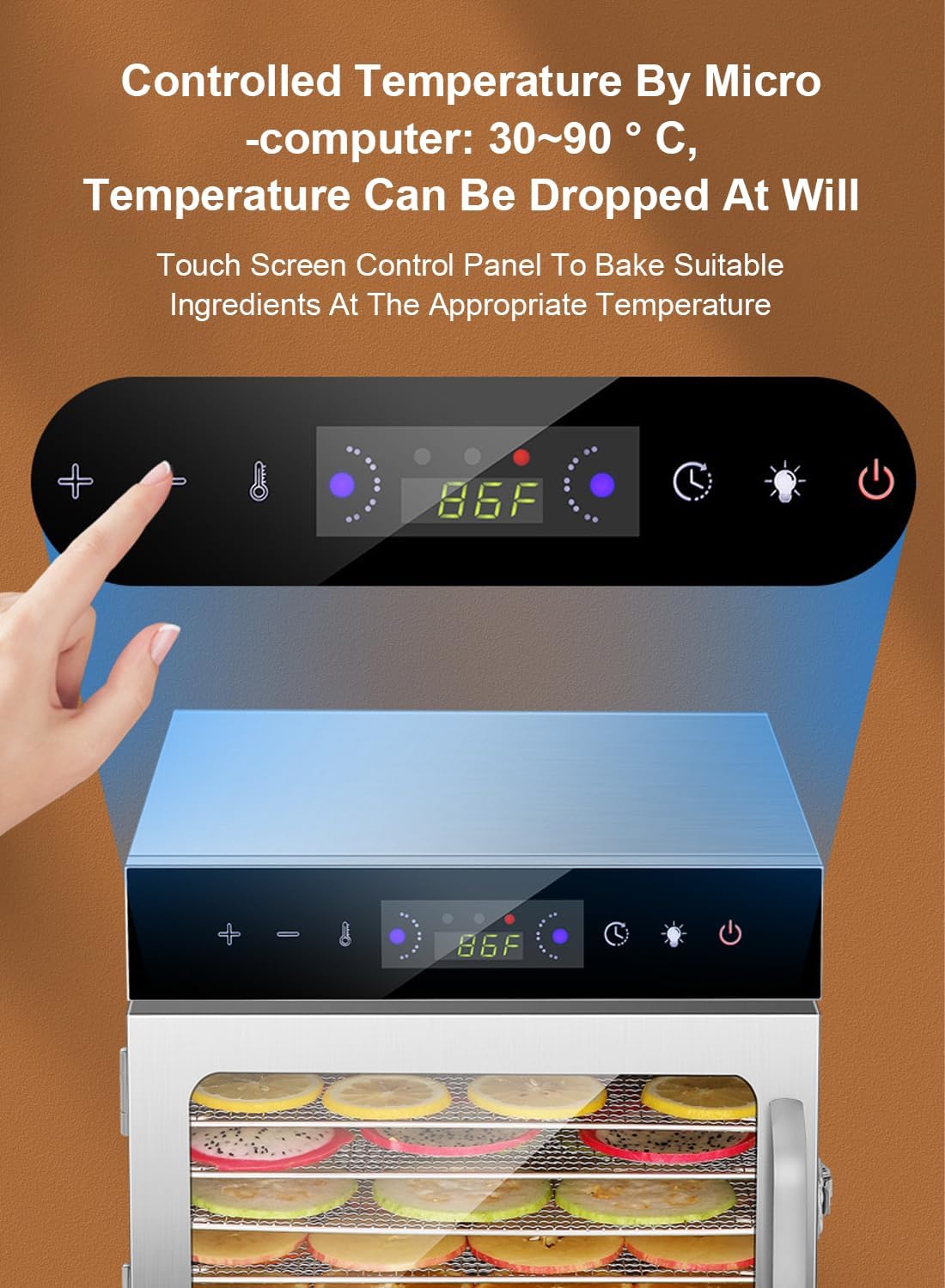 ETLIFE 8 Layer Home Professional Fruit Food Dryer, Stainless Steel Food Fruit Vegetable Pet Meat Air Dryer, Electric Dehydrator 4 ETLIFE 8 Layer Home Professional Fruit Food Dryer, Stainless Steel Food Fruit Vegetable Pet Meat Air Dryer, Electric Dehydrator - الصورة 4